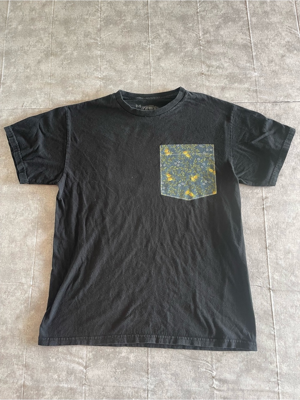 Maui and Sons Black Short-Sleeve Tee with Yellow Floral Pocket